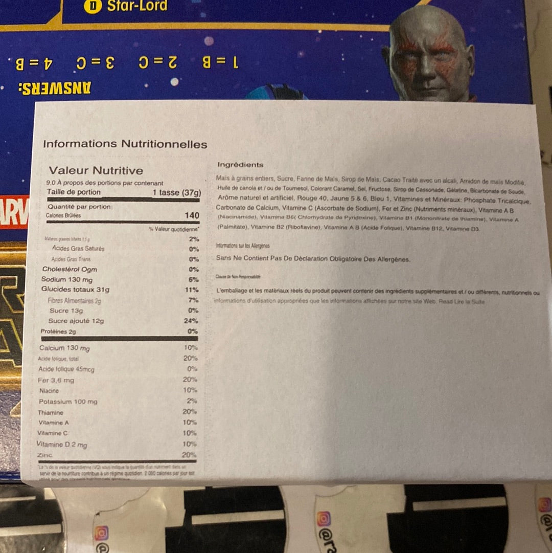 Guardians of the Galaxy Vol3 Cereal 348g